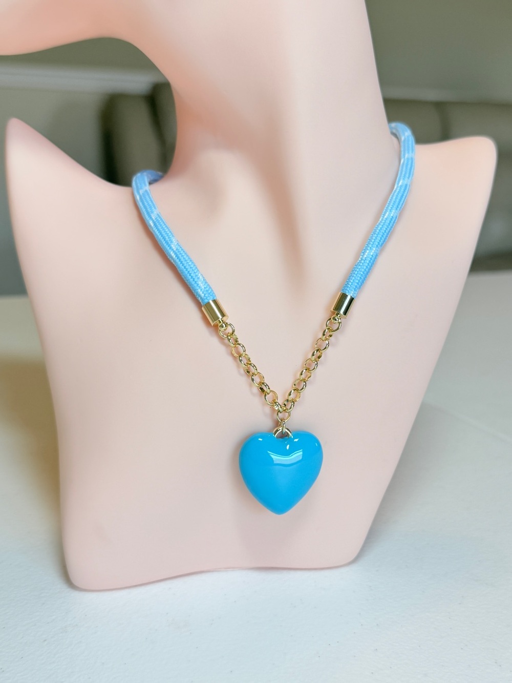 Blue Heart Pendant Necklace - Women Jewelry